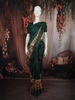 Bottle Green Traditional Woven Design Pure Tussar Saree with Animal Motif Border