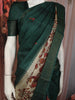Bottle Green Traditional Woven Design Pure Tussar Saree with Animal Motif Border