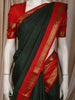 Bottle Green Vaira Oosi Kattam Zari Woven Design Pure Kanchipuram Silk Saree with Contrast Retta Petta Border