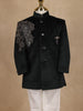 Bottle Green Velvet Indo-Western Kids Sherwani With Beads Embellished Shoulder