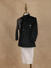 Bottle Green Velvet Indo-Western Kids Sherwani With Beads Embellished Shoulder