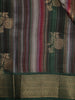 Bottle Green Vertical stripes Woven Design Semi Silk Festive Saree with Zari Border