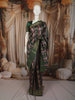 Bottle Green Vertical stripes Woven Design Semi Silk Festive Saree with Zari Border