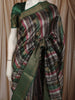 Bottle Green Vertical stripes Woven Design Semi Silk Festive Saree with Zari Border