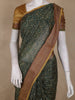 Bottle Green Zig-Zag Floral Printed Chanderi Cotton Saree with Zari Border