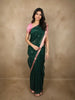Bottle Green Butta Zari Woven Design Pure Banarasi Silk Saree with Contrast Zari  Border