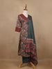 Bottle Green Floral Design Printed Cotton Salwar Suit - Diadem