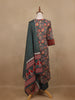 Bottle Green Floral Design Printed Cotton Salwar Suit - Diadem