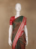 Bottle Green Floral Design Silk Saree - Diadem