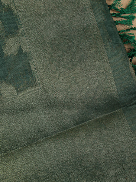 Bottle Green Floral Design Tissue Silk Saree - Diadem