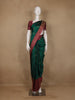 Bottle Green Floral Design Woven Soft Silk Saree - Diadem