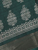 Bottle Green Floral Designed Cotton Saree - Diadem