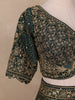 Bottle Green Floral Embroidered Semi Silk Lehenga for Brides - Diadem
