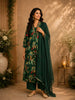 Bottle Green Floral Printed Design Chiffon Silk Anarkali Salwar Suit with Dupatta