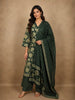 Bottle Green Floral Printed Design Cotton Salwar Suit with Dupatta