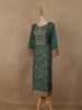 Bottle Green Floral Printed Rayon Kurti - Diadem