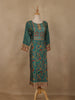 Bottle Green Floral Printed Rayon Kurti - Diadem