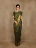 Bottle Green Floral Woven Pure Kanchipuram Silk Saree