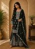 Bottle Green Floral Zari Embroidered Design Georgette Palazzo Suit with Dupatta
