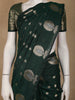 Bottle Green Leaf Motif Woven Banarasi Silk Saree - Diadem