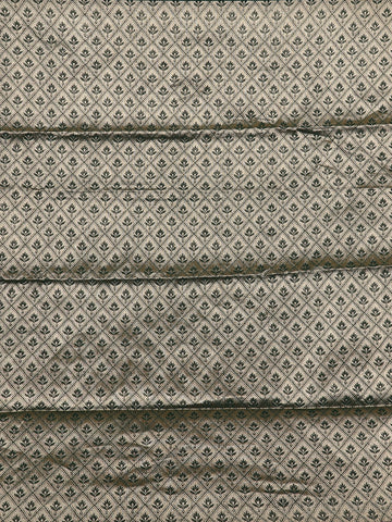 Bottle Green Leaf Motif Woven Banarasi Silk Saree - Diadem