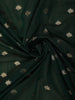 Bottle Green Leaf Motif Woven Banarasi Silk Saree - Diadem