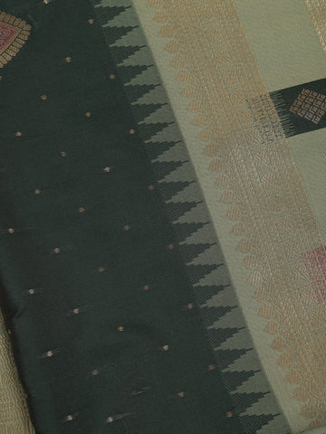 Bottle Green Paisley Design Tissue Saree - Diadem