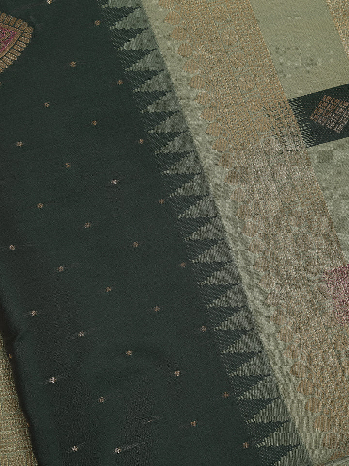 Bottle Green Paisley Design Tissue Saree - Diadem