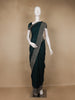 Bottle Green Solid Chiffon Saree With Sequins Embellished