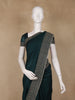 Bottle Green Solid Chiffon Saree With Sequins Embellished