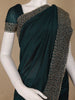 Bottle Green Solid Chiffon Saree With Sequins Embellished