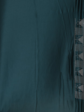 Bottle Green Stone Embellishment Chiffon Saree - Diadem