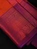 Brick Orange Floral Butta Design Soft Silk Saree with Contrast Purple Zari Border