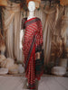 Brick Red Ajrakh Printed Design Crepe Saree