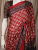 Brick Red Ajrakh Printed Design Crepe Saree