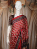 Brick Red Ajrakh Printed Design Crepe Saree