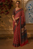 Brick Red Ajrakh Printed Design Crepe Saree