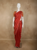 Brick Red Butta Woven Design Soft Tissue Saree with Scalloped Border