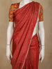 Brick Red Butta Woven Design Soft Tissue Saree with Scalloped Border