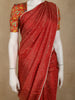 Brick Red Butta Woven Design Soft Tissue Saree with Scalloped Border