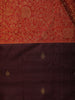 Brick Red Floral Zari Woven Design Pure Kanchipuram Silk Saree with Contrast Maroon Border