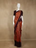 Brick Red Floral Zari Woven Design Pure Kanchipuram Silk Saree with Contrast Maroon Border