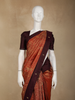 Brick Red Floral Zari Woven Design Pure Kanchipuram Silk Saree with Contrast Maroon Border