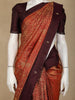Brick Red Floral Zari Woven Design Pure Kanchipuram Silk Saree with Contrast Maroon Border