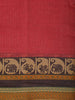 Brick Red Solid Design Cotton Saree With Contrast Border