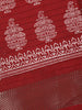 Brick Red Floral Designed Cotton Saree - Diadem