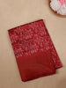 Brick Red Floral Printed Cotton Saree - Diadem