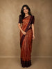 Brick Red Floral Zari Woven Design Pure Kanchipuram Silk Saree with Contrast Maroon Border