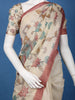 Brick Red Kalamkari Inspired Floral Printed Cotton Saree - Diadem