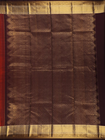 Brick Red Woven Zari Border Silk Saree - Diadem
